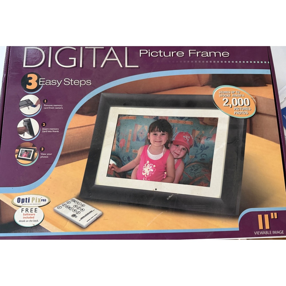 Smartparts 11 Inch Digital Picture Frame Wood Black LCD 128MB Remote Control